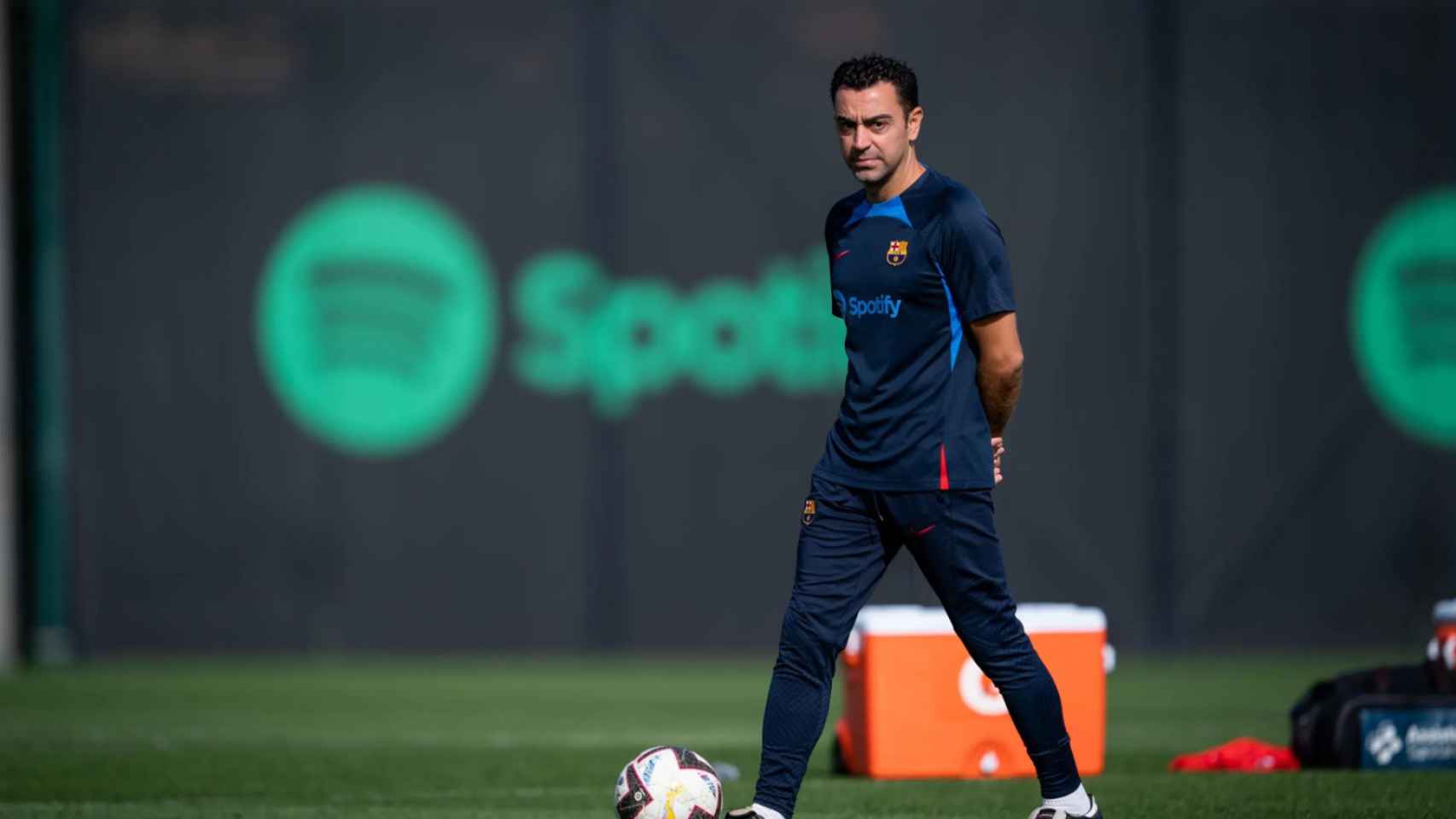 Xavi Hernández, durante un entrenamiento del Barça / FCB