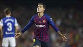 Philippe Coutinho celebra un gol con el Barça / EFE