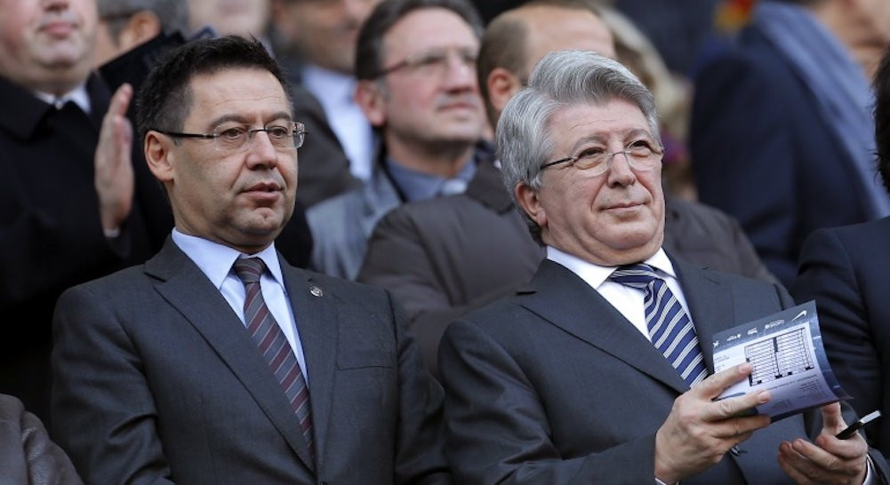 Una foto de Josep Maria Bartomeu y Enrique Cerezo presidentes del Barça y Atlético de Madrid / EFE