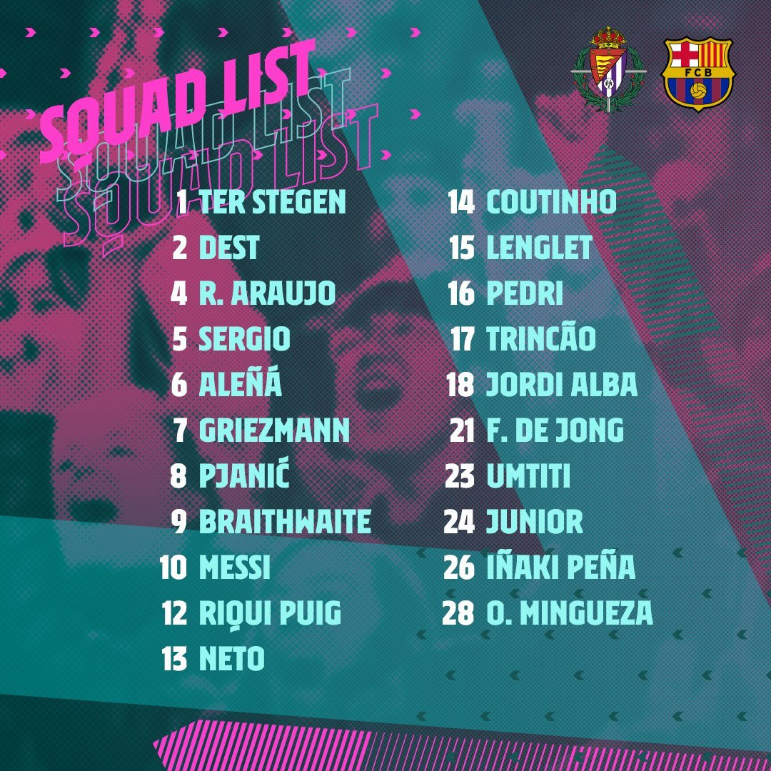 Convocatoria del Barça contra el Valladolid | FCB