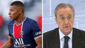 Mbappé y Florentino Pérez, presidente del Madrid en un montaje | REDES