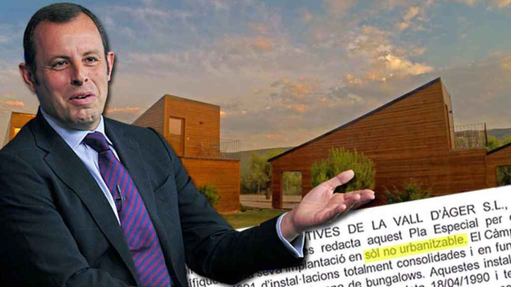 Sandro Rosell, los bungalows en zona no urbanizable y el documento que lo acredita / FOTOMONTAJE CG