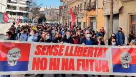 Imagen de una marcha por la libertad de Pablo Hasél en Girona / TWITTER