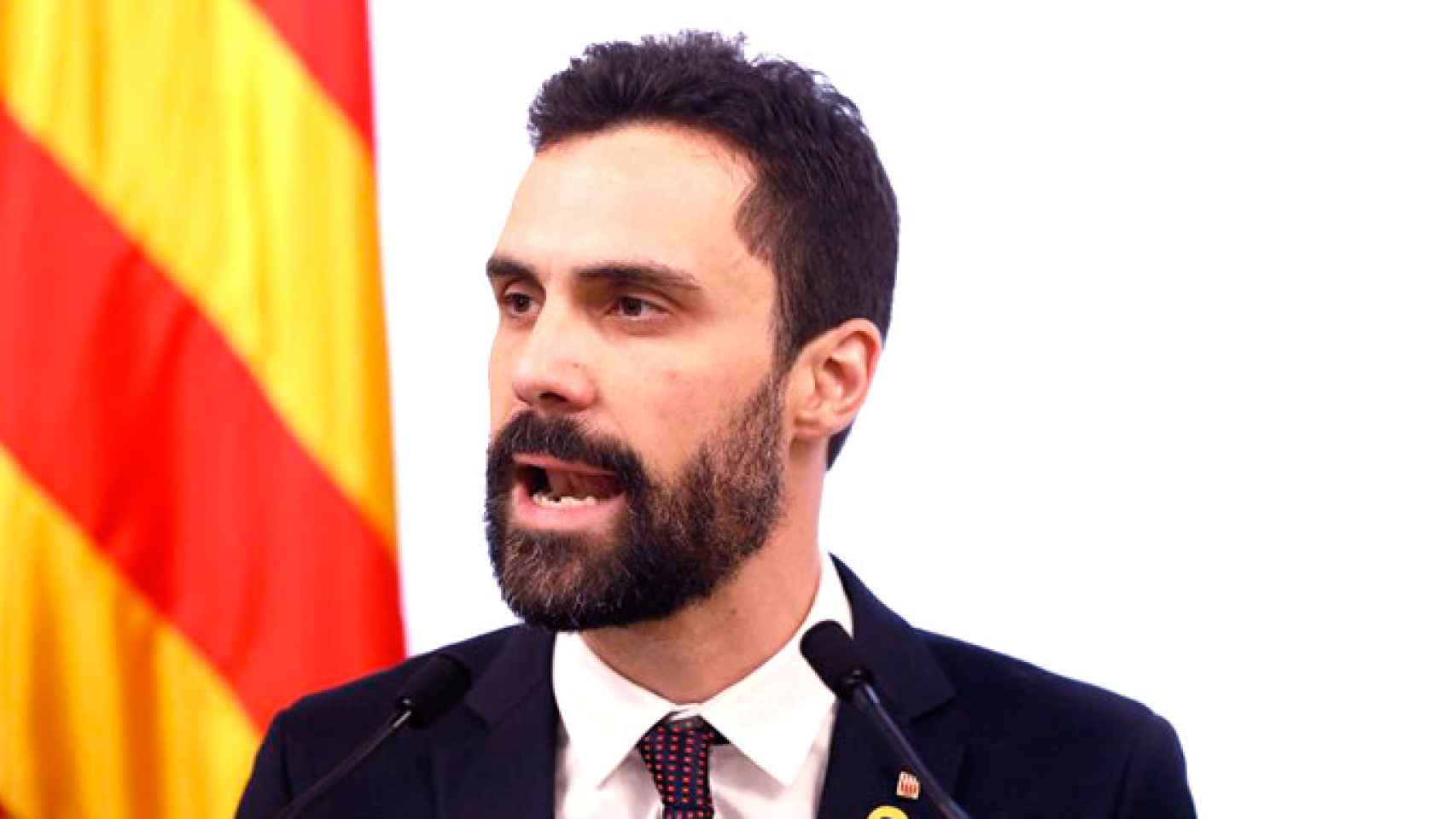 El presidente del Parlament, Roger Torrent en una comparecencia / EFE