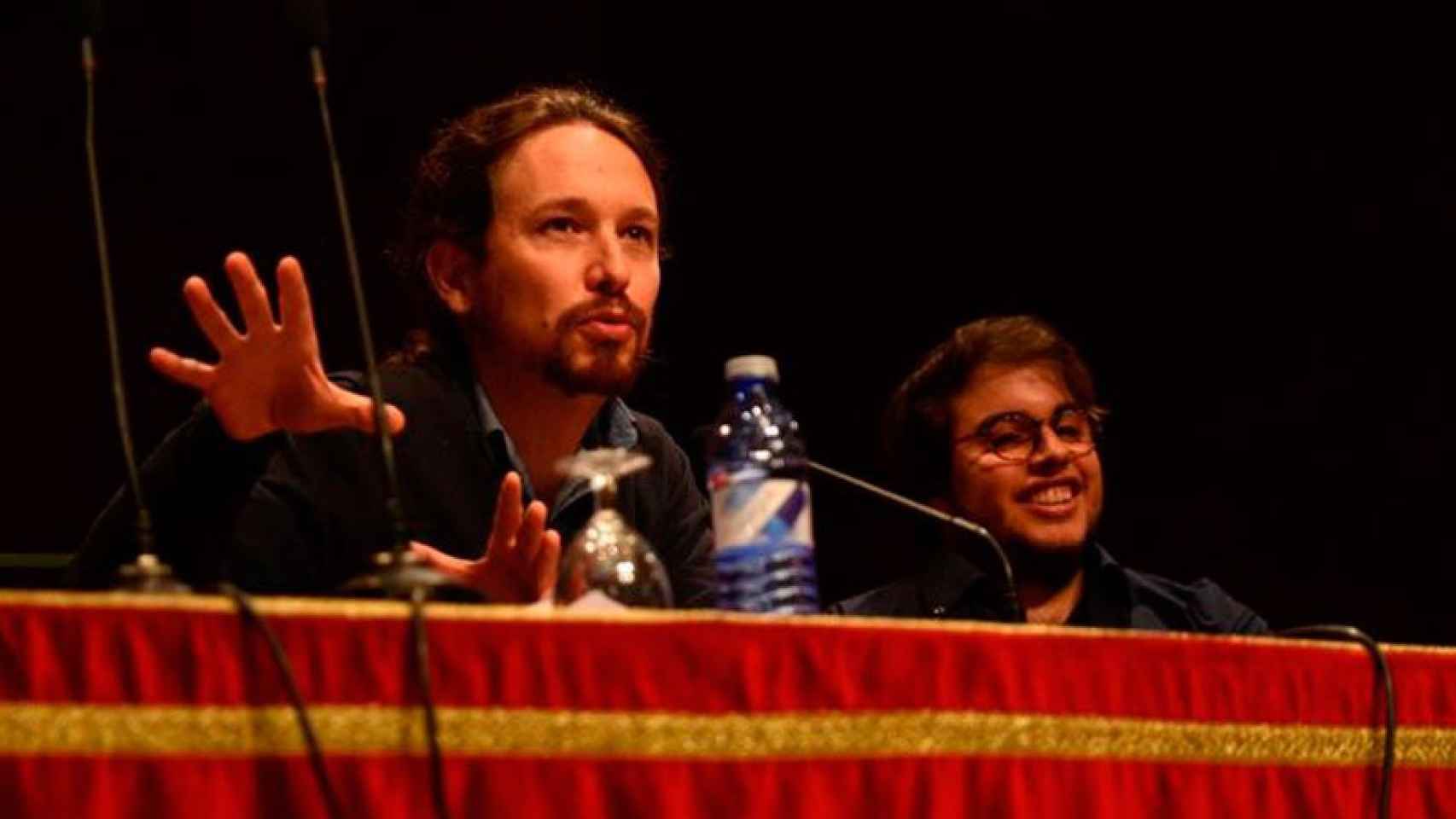 Pablo Iglesias en el acto de hoy de la Complutense.