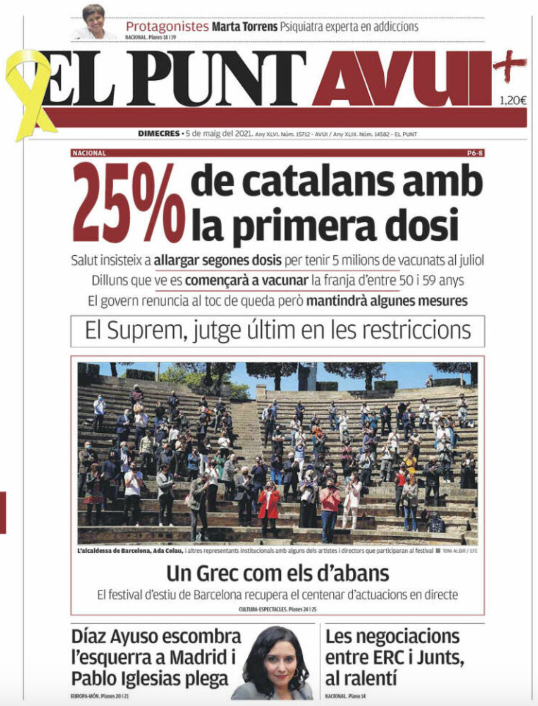 Portada de 'El Punt Avui' del 5 de mayo de 2021 / EL PUNT AVUI