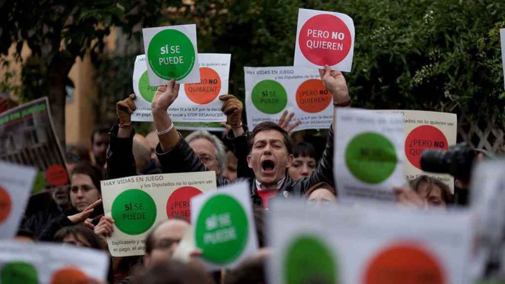 Una protesta de la Plataforma de Afectados por la Hipoteca (PAH)