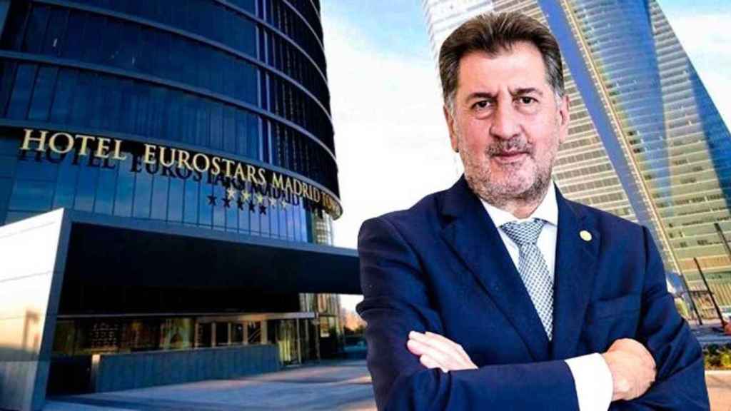 Amancio López Seijas, presidente de la cadena de hoteles Hotusa ante el Hotel Eurostars Tower de Madrid, buque insignia del Grupo / CG