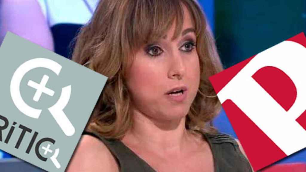 La directora de Público, Ana Pardo de Vera, y los logotipos de Crític y Público / CG