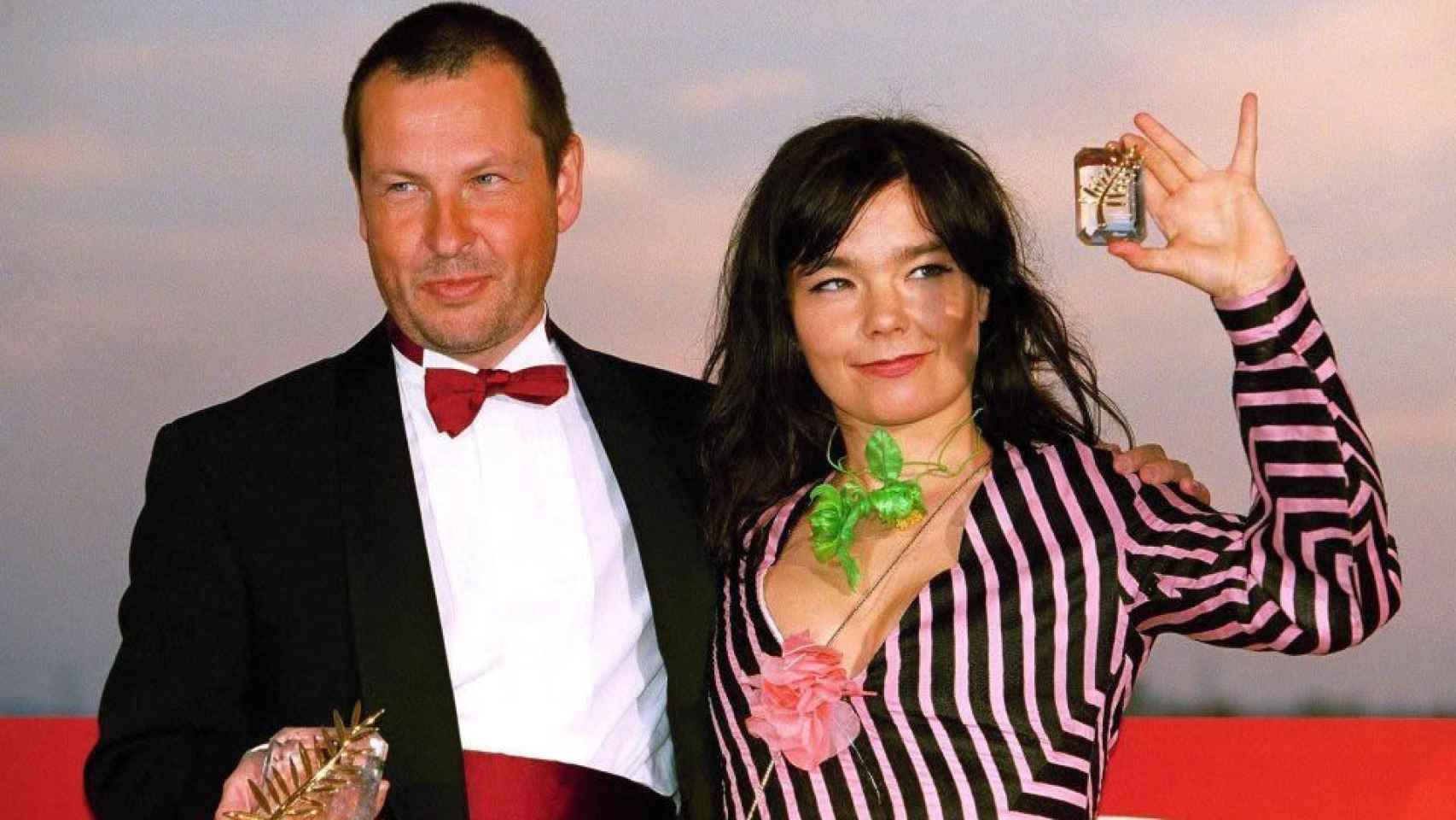 Björk y el director danés Lars von Trier en el Festival de Cannes en el año 2000