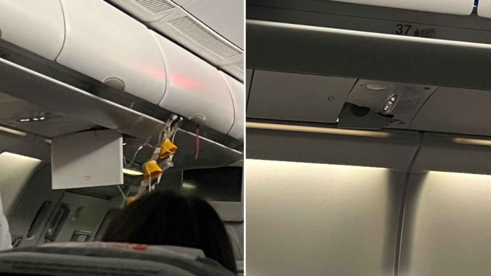 Estado del interior del avión después de las turbulencias / REDES