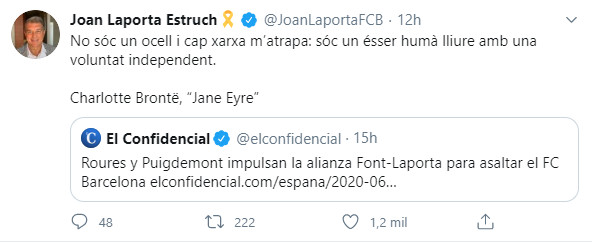 Laporta se pronuncia sobre la noticia de 'El Confidencial' / TWITTER