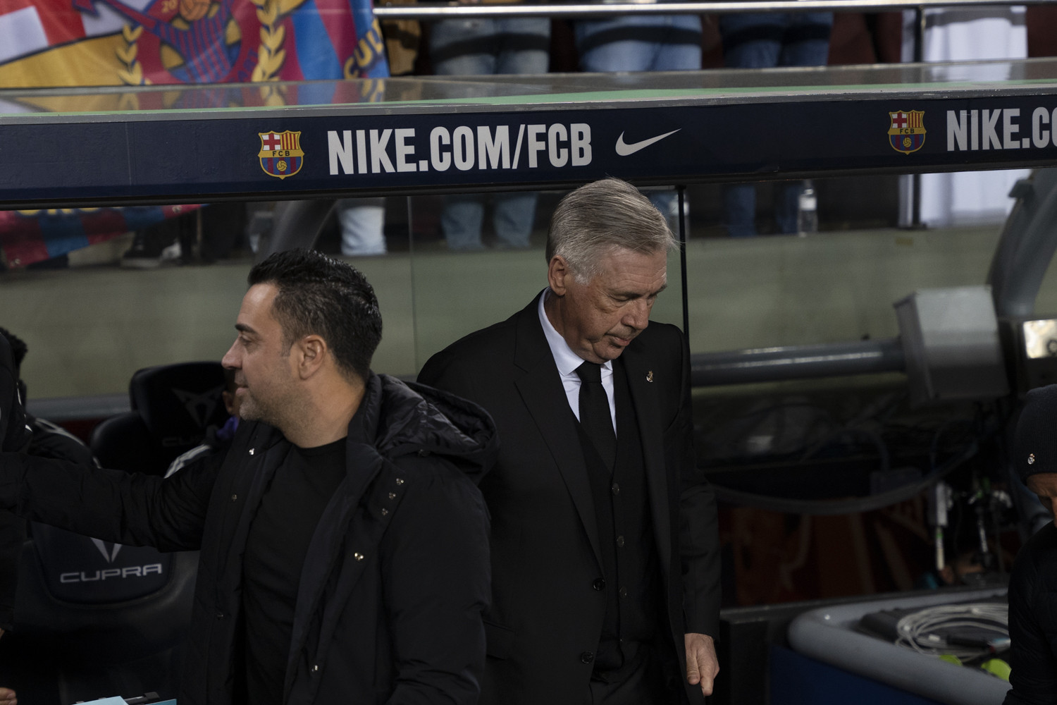 Xavi y Ancelotti, antes de que empezara el Barça Real Madrid : LUIS MIGUEL AÑÓN