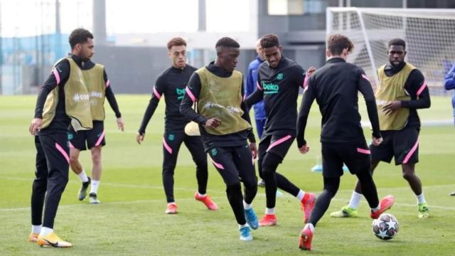 El entrenamiento previo al PSG-Barça / FCB