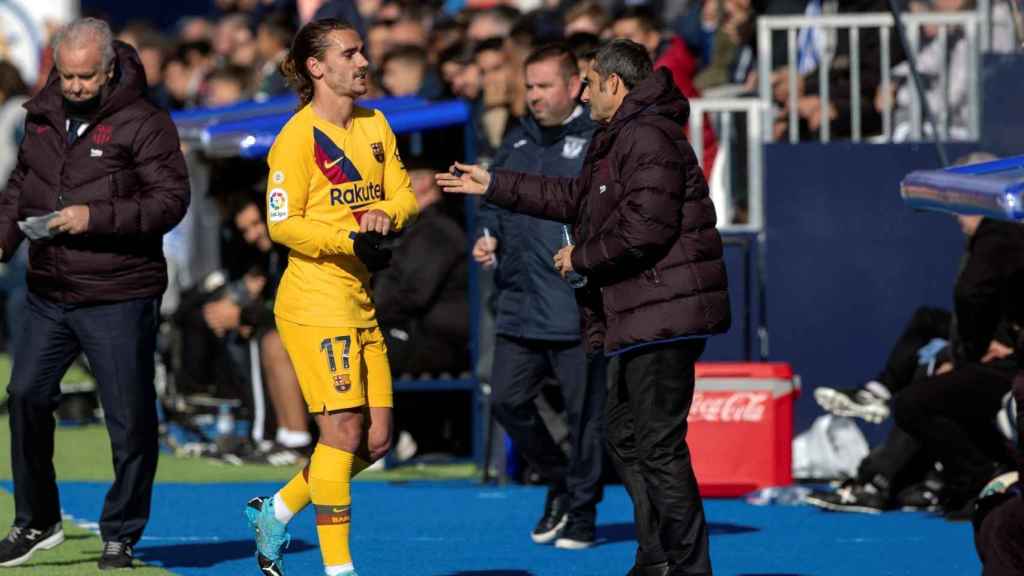 Griezmann fue sustituido en Butarque, tras otra pobre actuación/ EFE