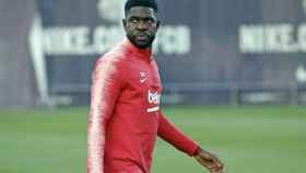 Una foto de Samuel Umtiti durante un entrenamiento del Barça / FCB