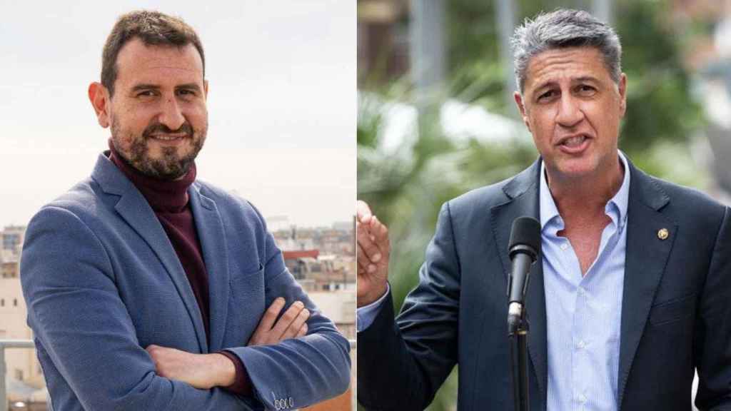 El alcalde de Badalona, Rubén Guijarro (PSC), con su predecesor en el cargo, Xavier García Albiol (PP) / CG