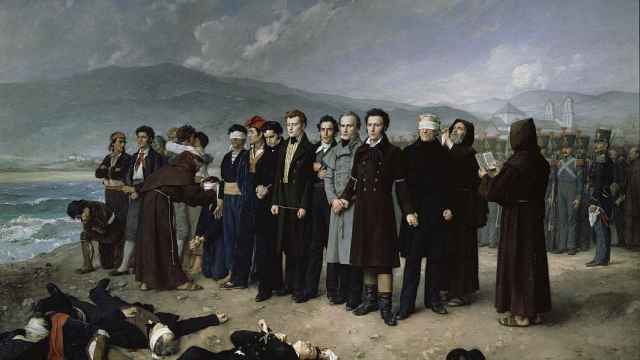 'Fusilamiento de Torrijos y sus compañeros en la playa de Málaga' (1888), pintado por Antonio Gisbert