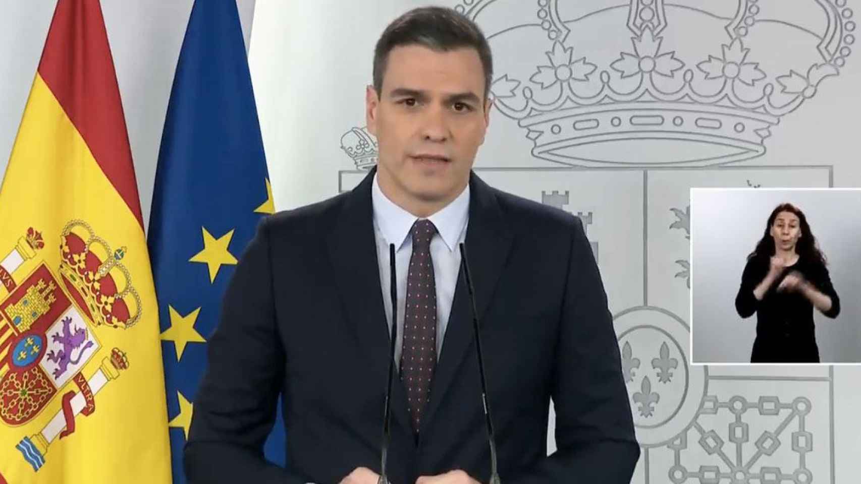 Pedro Sánchez, presidente del Gobierno, durante su comparecencia pública / CG