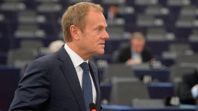 Donald Tusk, presidente del Consejo Europeo, en una intervención en el Europarlamento / EFE