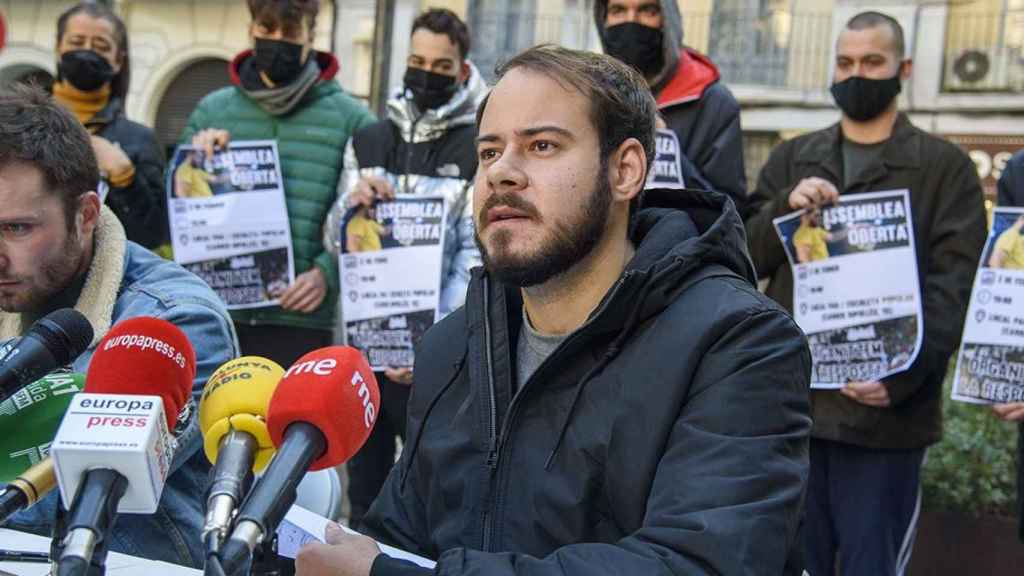 Pablo Hasél, durante la rueda de prensa de este lunes / EP