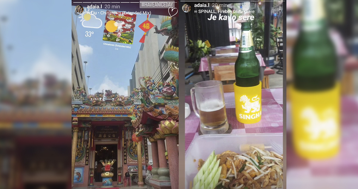 Algunos de los 'instastories' que Adaia López ha compartido desde Tailandia / CEDIDAS