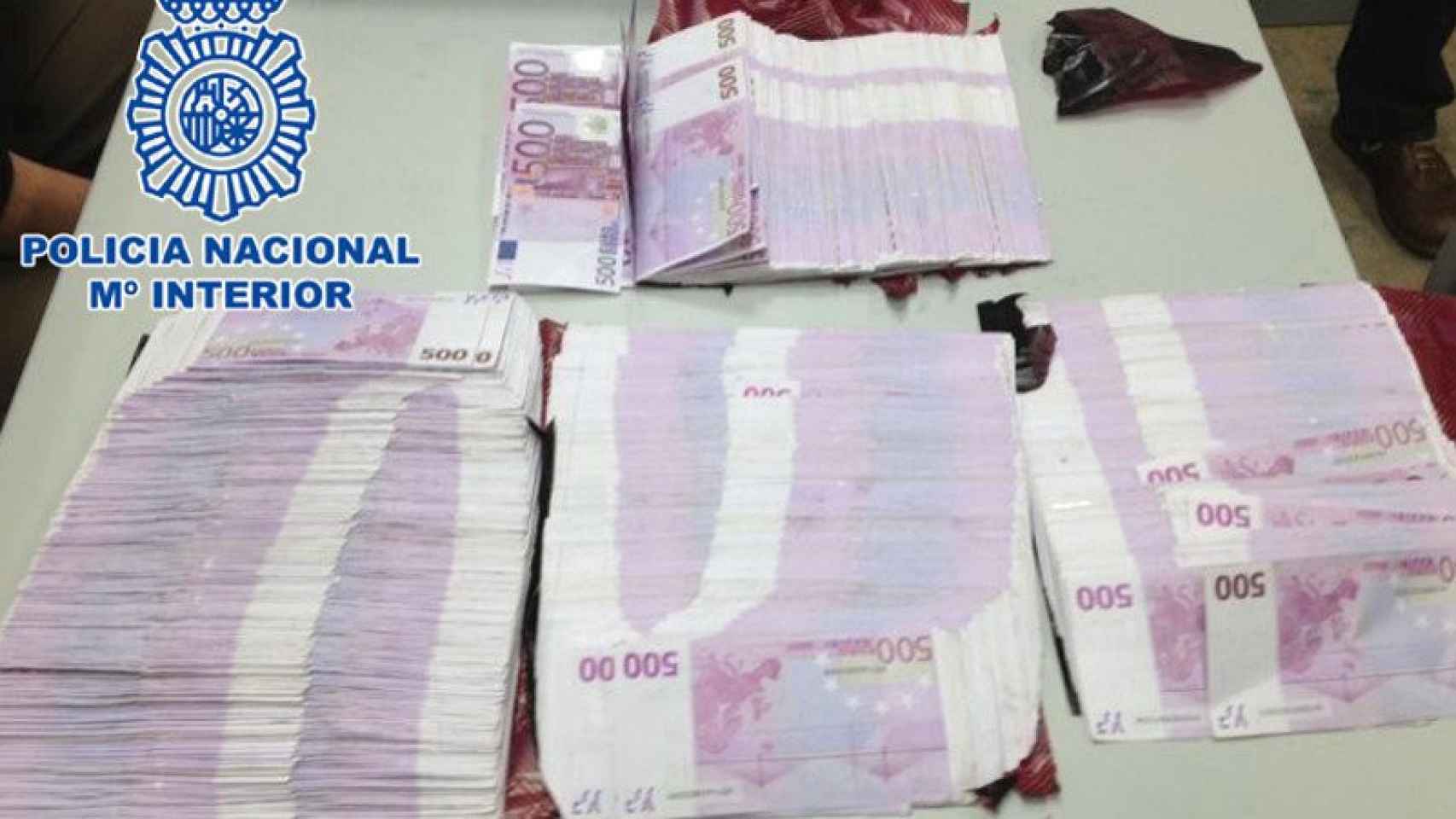 Billetes de 500 euros intervenidos en una operación policial en 2014.