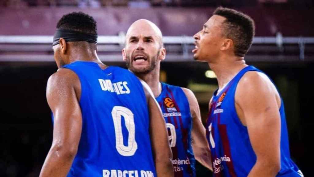 Davies, Calathes y Exum, eufóricos, tras la victoria del Barça contra el AS Mónaco / FCB