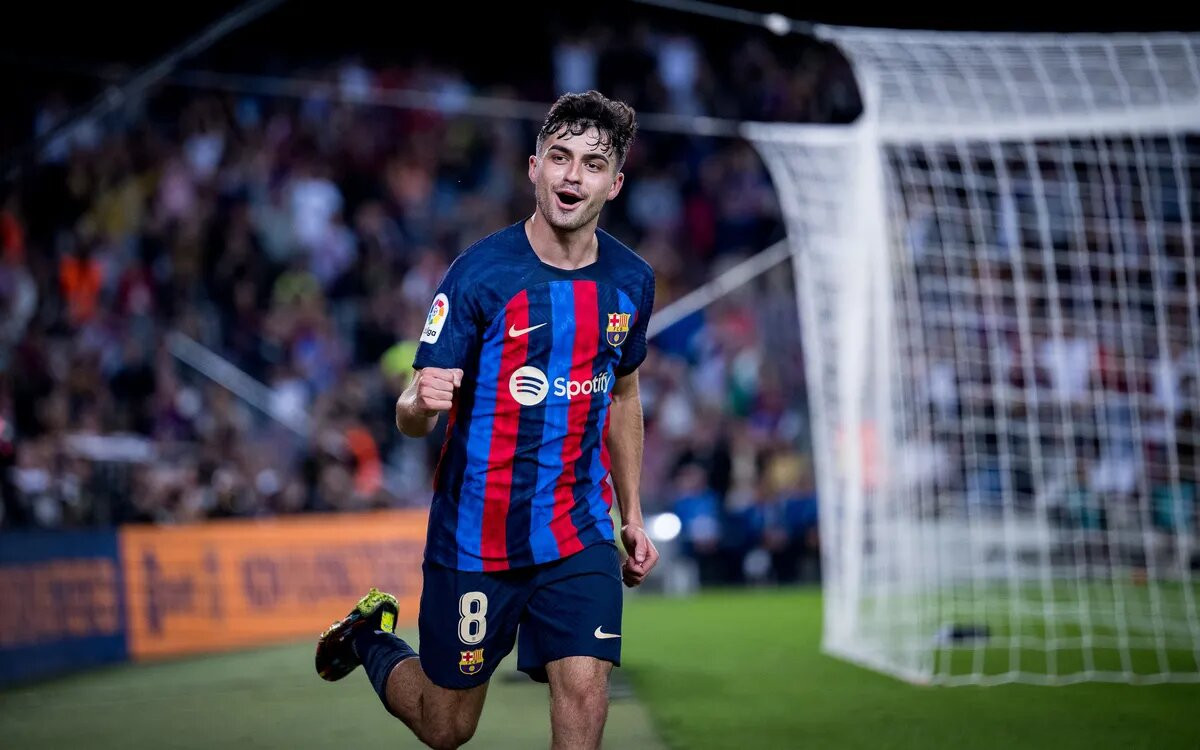 Pedri celebra su gol ante el Celta / FCB