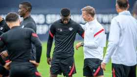 Ilaix Moriba en un entrenamiento del RB Leipzig / Redes