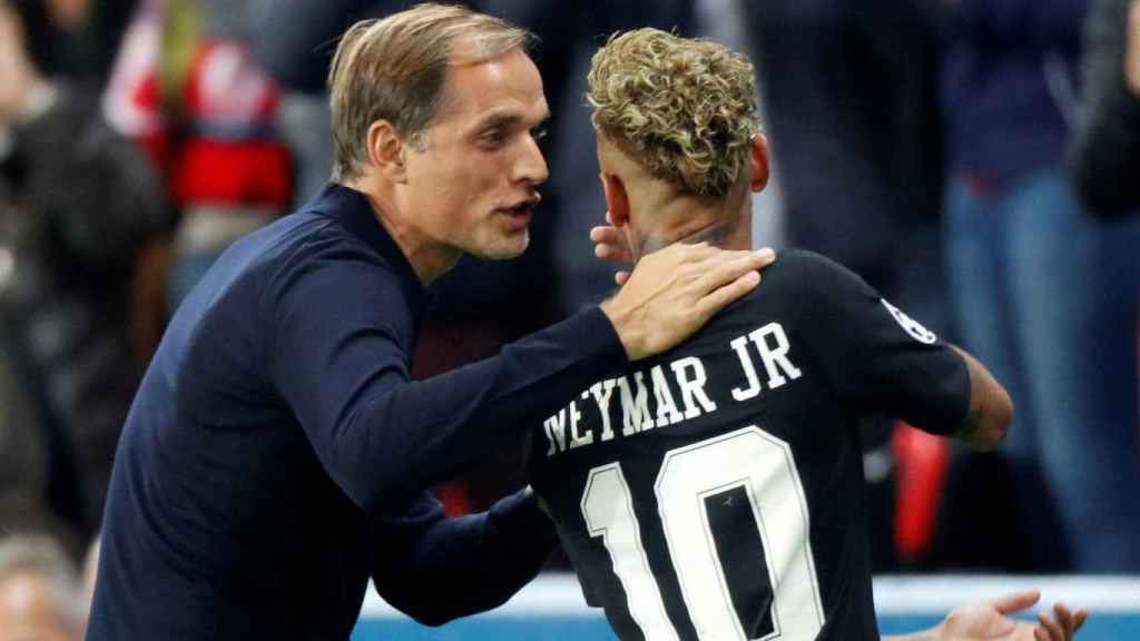 Tuchel y Neymar en un partido del PSG / EFE