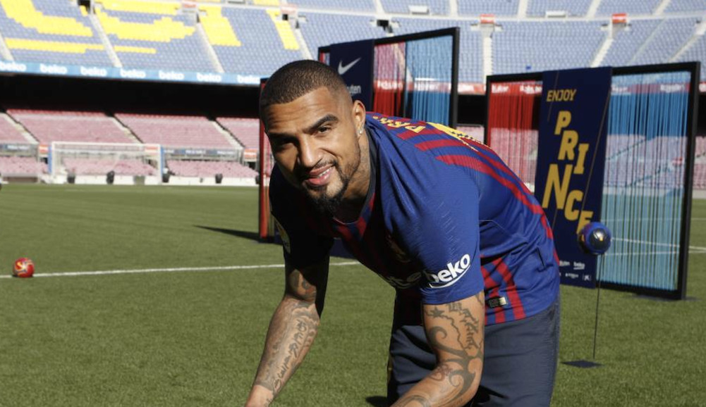 Una foto de Kevin-Prince Boateng en su presentación como jugador del Barça / FCB