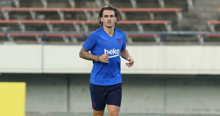 Antoine Griezmann en un entrenamiento del Barça/ EFE