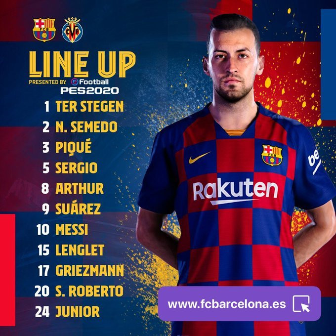 El once del Barça frente al Villarreal / TWITTER