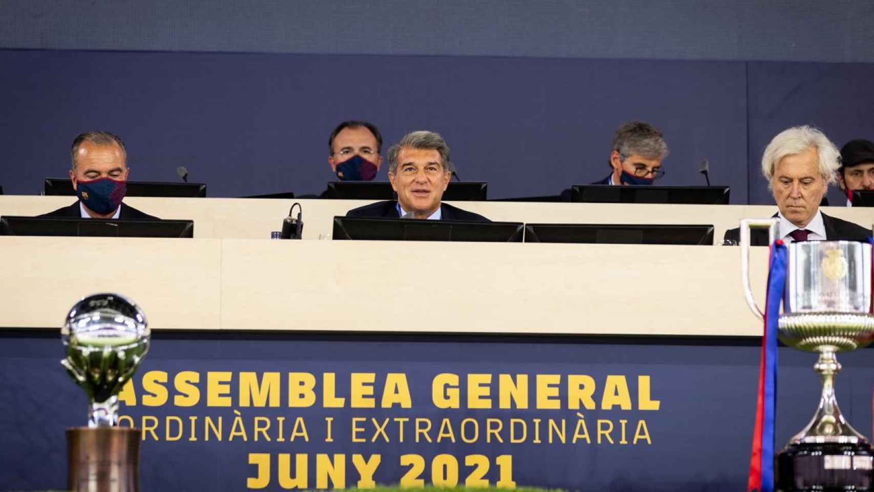 Laporta, en la reciente Asamblea de socios compromisarios del club / FC Barcelona