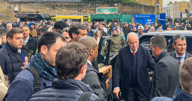 El Rey Emérito, llegando a Stamford Bridge para presenciar el Chelsea-Real Madrid / EFE