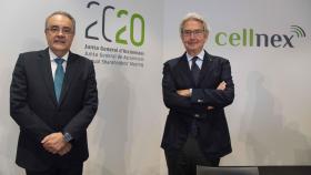 El consejero delegado de Cellnex, Tobías Martínez (izq.), y el presidente, Franco Bernabè / EP