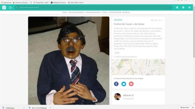 El guiñol del expresidente José María Aznar, a la venta en Wallapop