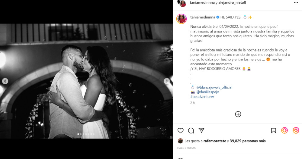Publicación de Tania Medina en Instagram / @taniamedinnna