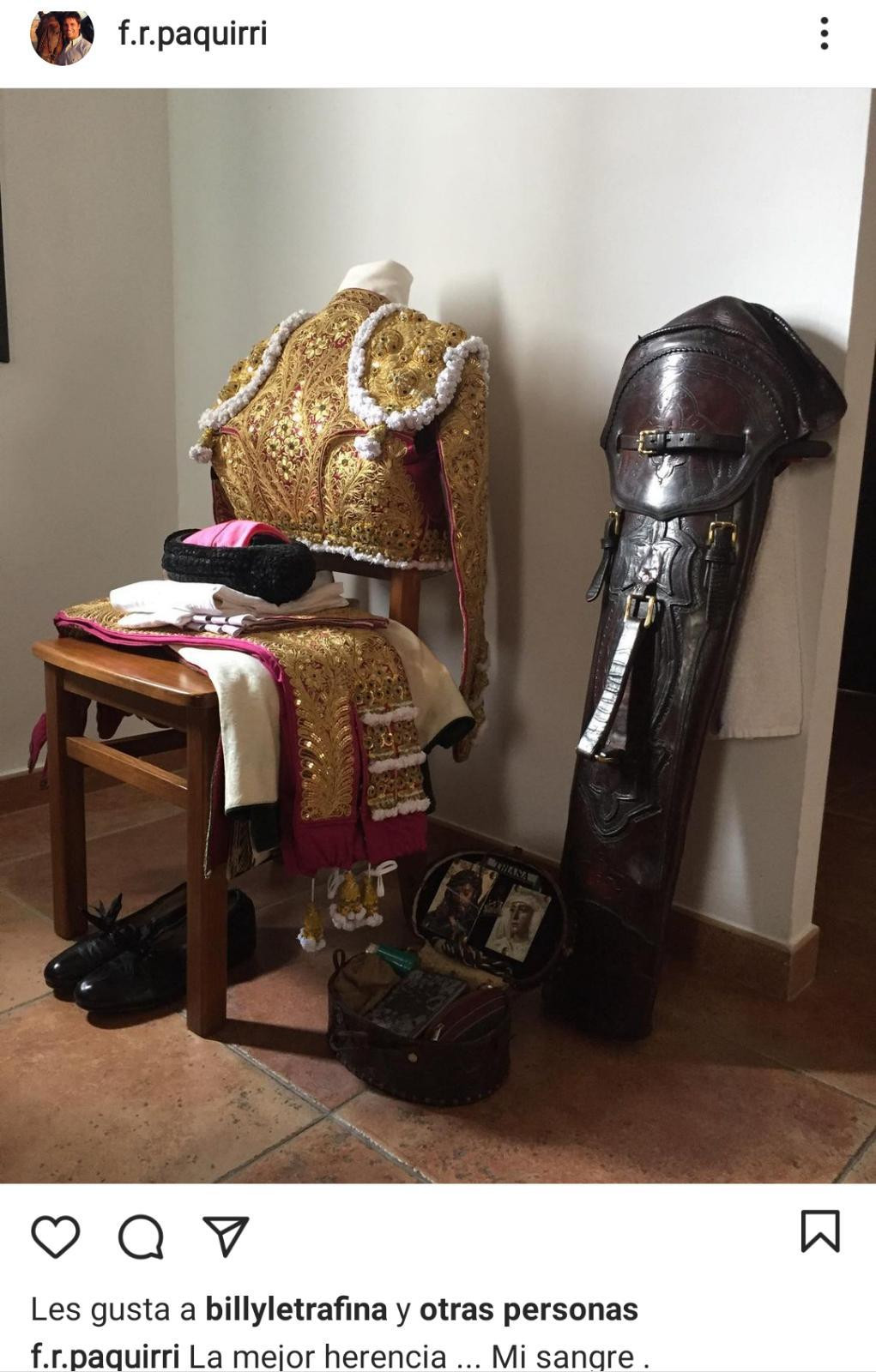 Traje de torero de Fran Rivera / INSTAGRAM