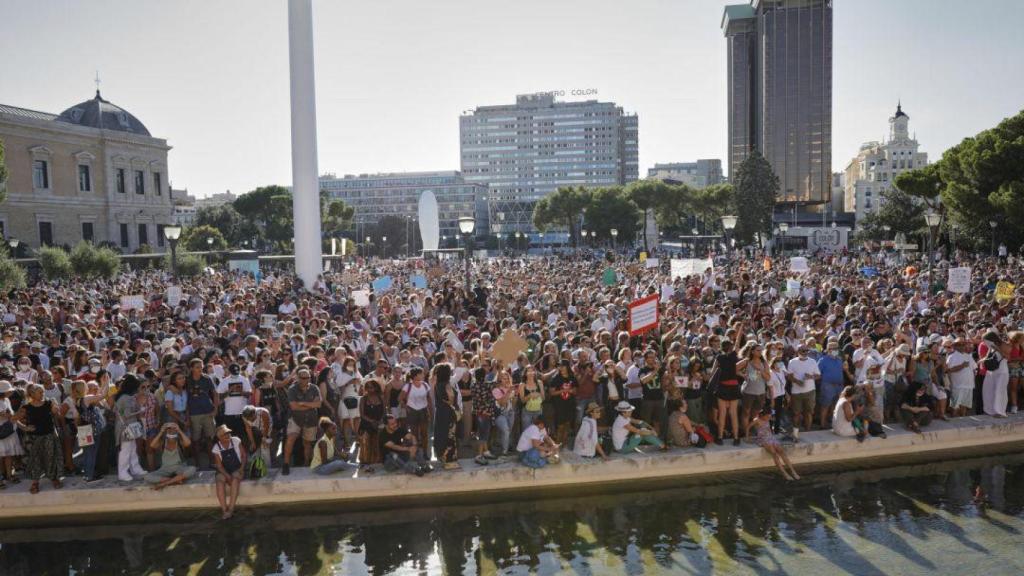 Manifestación 'anti mascarilla', donde fue un manifestante dio positivo en Covid / EP