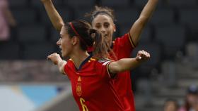 Aitana Bonmati, eufórica, después de anotar un gol en el triunfo de España contra Finlandia / EFE