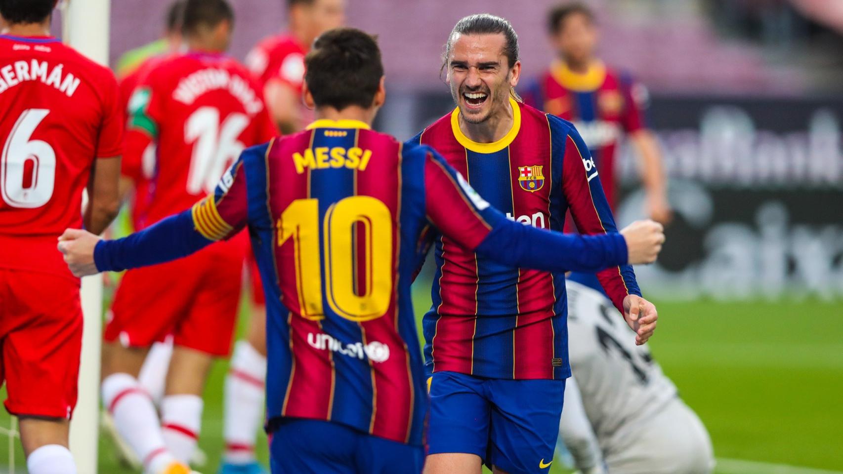 Messi y Griezmann celebrando el gol contra el Granada / FC Barcelona