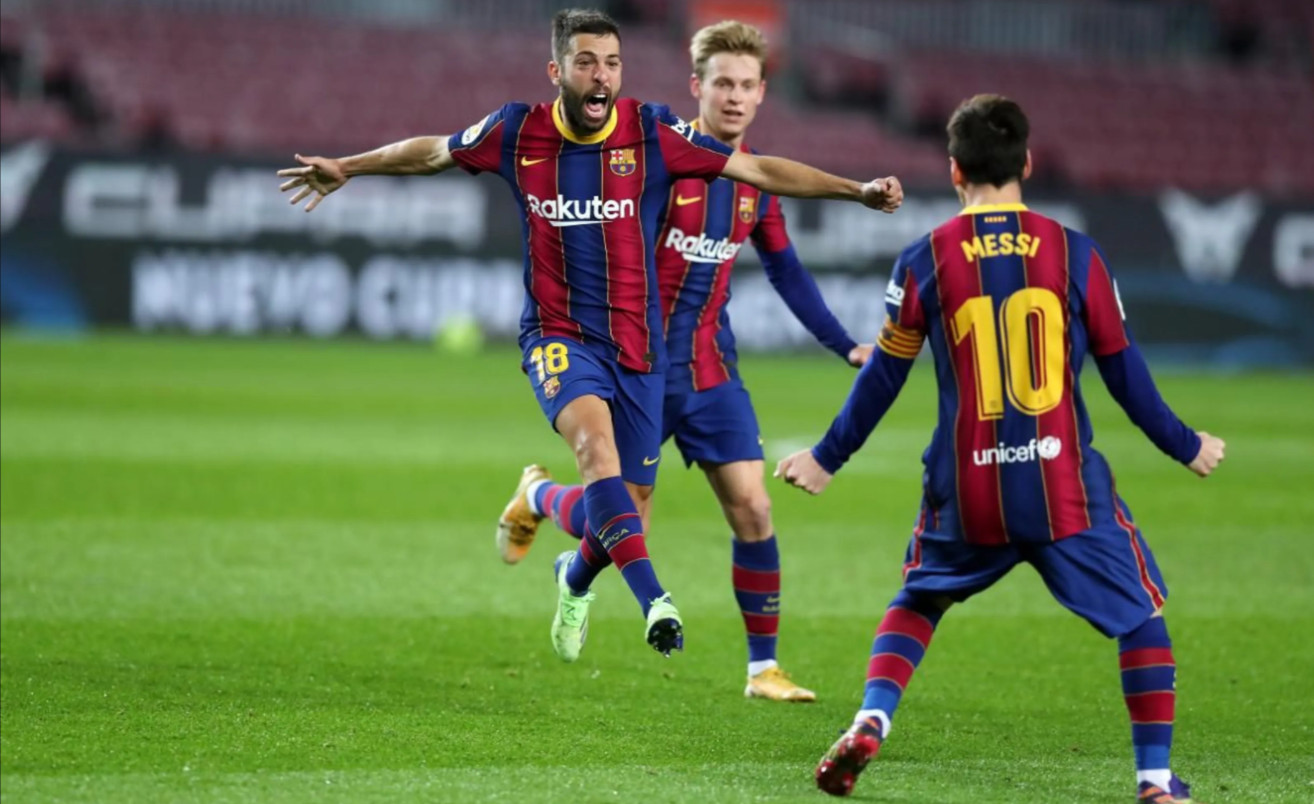 Jordi Alba celebrando su gol contra la Real Sociedad / FC Barcelona