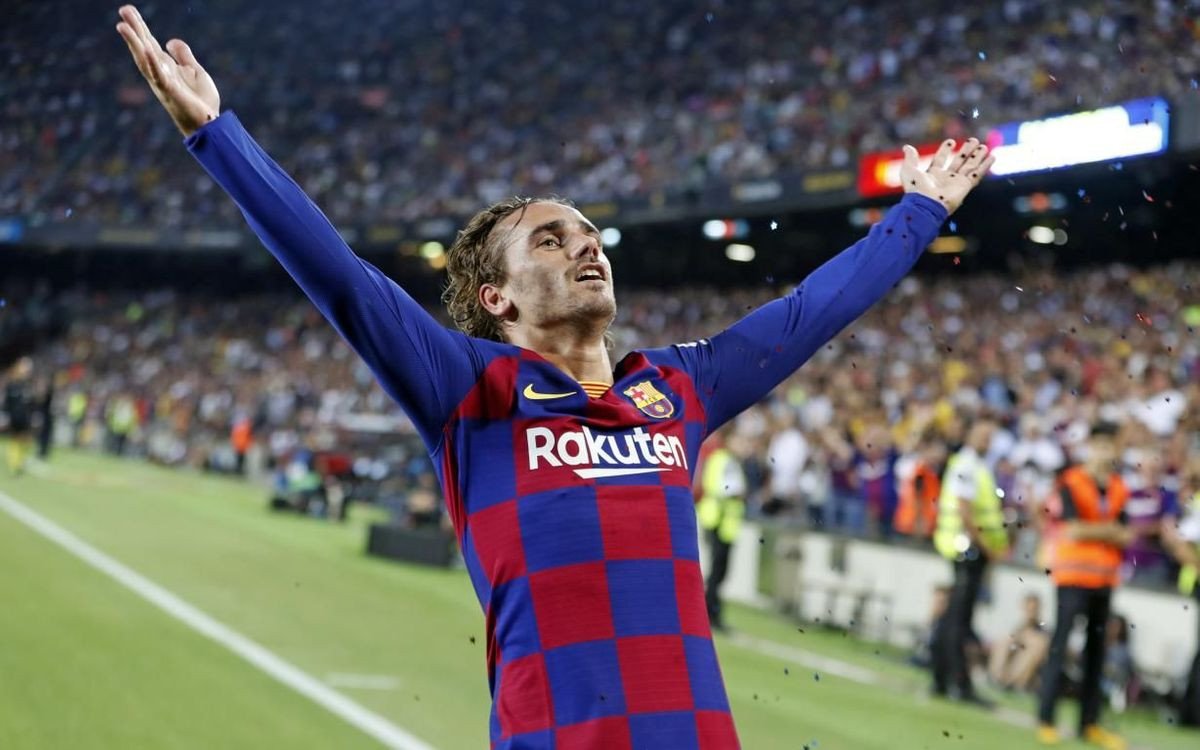 Griezmann celebrando su primer gol con el Barça /FCB