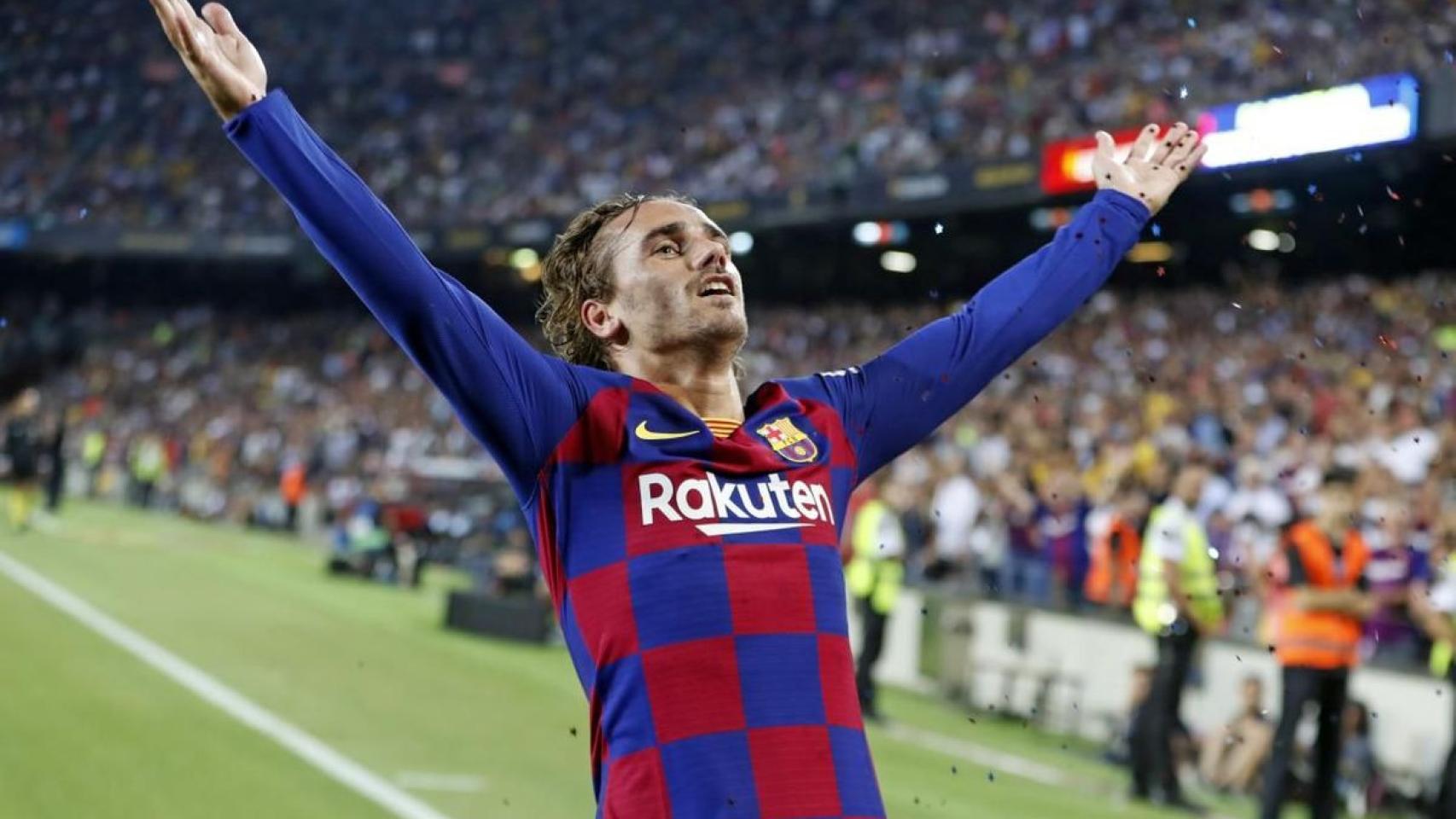 Griezmann celebrando su primer gol con el Barça /FCB