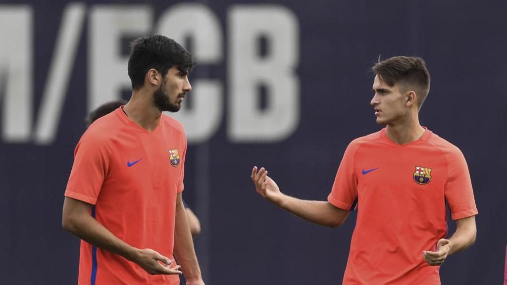 André Gomes y Denis Suárez en uno de sus entrenamientos juntos en el Barça de Luis Enrique / FCB