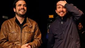 Alberto Garzón (IU) y Pablo Iglesias (Podemos).