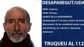 Federico, el hombre de 69 años desaparecido en Gràcia / MOSSOS