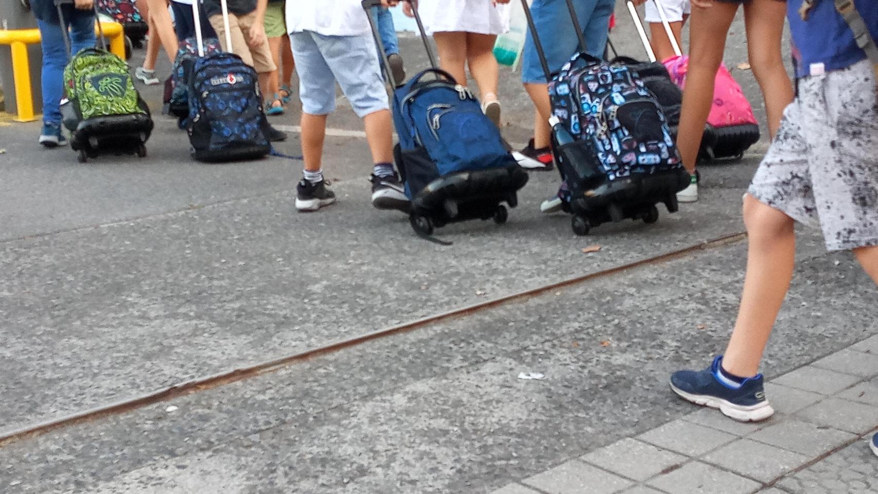 Un grupo de alumnos entra en el colegio en fila / EP